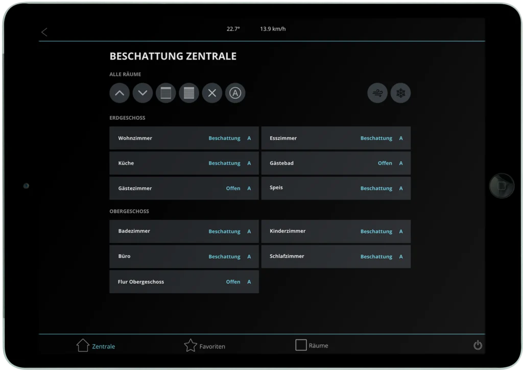 Smarthome App beschattung zentrale